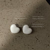 Milky White Heart Shape Stud Earrings For Women Elegant Simple Fashion Electroplated Dripping Oil Peach Heart Earrings