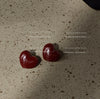 Milky White Heart Shape Stud Earrings For Women Elegant Simple Fashion Electroplated Dripping Oil Peach Heart Earrings