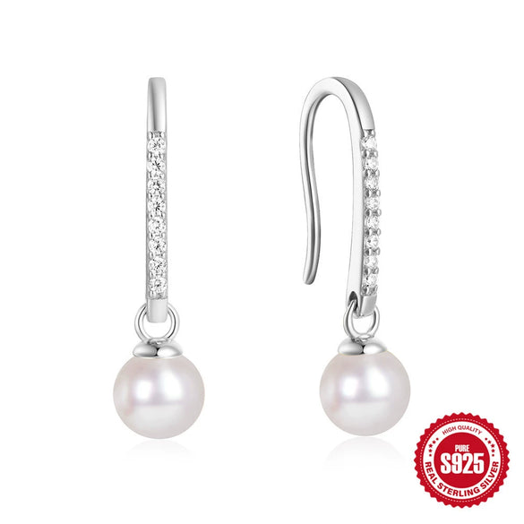 Mini Bulb S925 Sterling Silver Geometric All Match Stud Earrings For Women With Freshwater Pearl