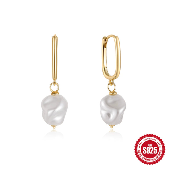 Mini Bulb S925 Sterling Silver Geometric All Match Stud Earrings For Women With Freshwater Pearl