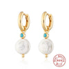 Mini Bulb S925 Sterling Silver Geometric All Match Stud Earrings For Women With Freshwater Pearl