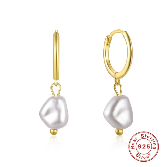 Mini Bulb S925 Sterling Silver Geometric All Match Stud Earrings For Women With Freshwater Pearl