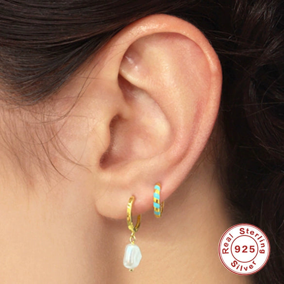 Mini Bulb S925 Sterling Silver Geometric All Match Stud Earrings For Women With Freshwater Pearl