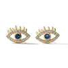 Mini Copper Real Gold Plated Zircon Geometric Devil's Eye Microinlay Earrings For Female Retro Style