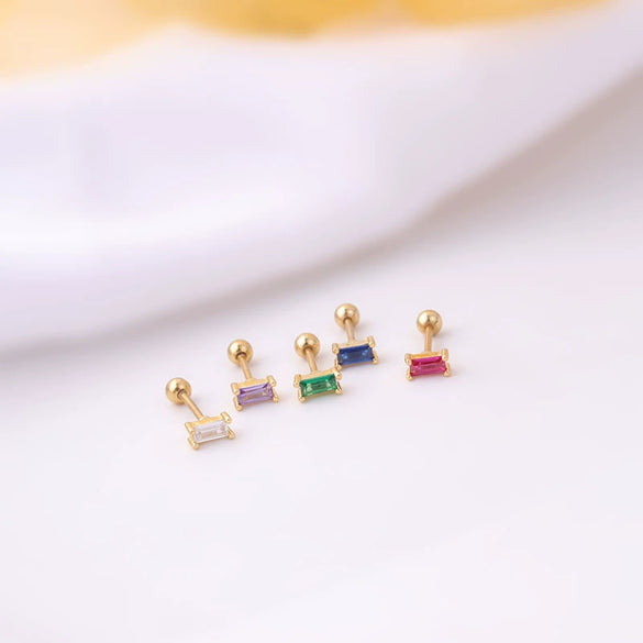 Mini Ear Bone Nail Screw Ball Sleeping Free Piercing Earrings Titanium Steel Geometric Electroplated For Women