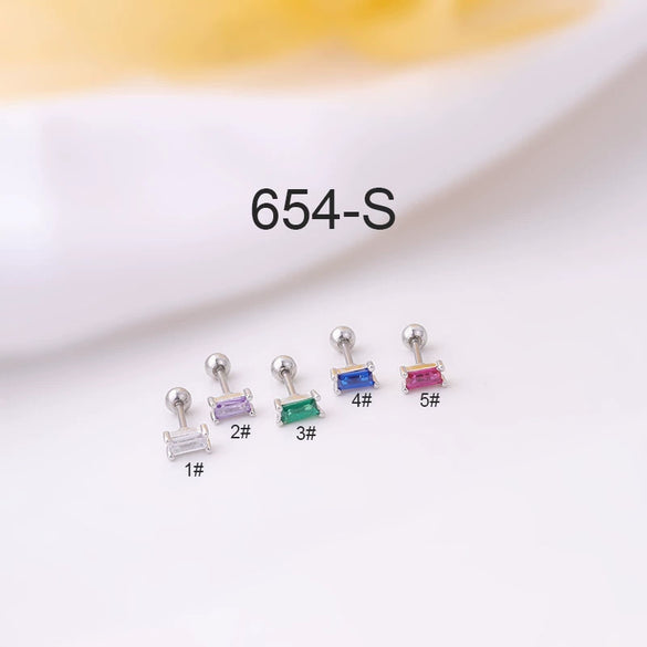 Mini Ear Bone Nail Screw Ball Sleeping Free Piercing Earrings Titanium Steel Geometric Electroplated For Women