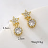 Mini Exquisite Geometric Stud Earrings For Women Copper Plated Real Gold Zircon
