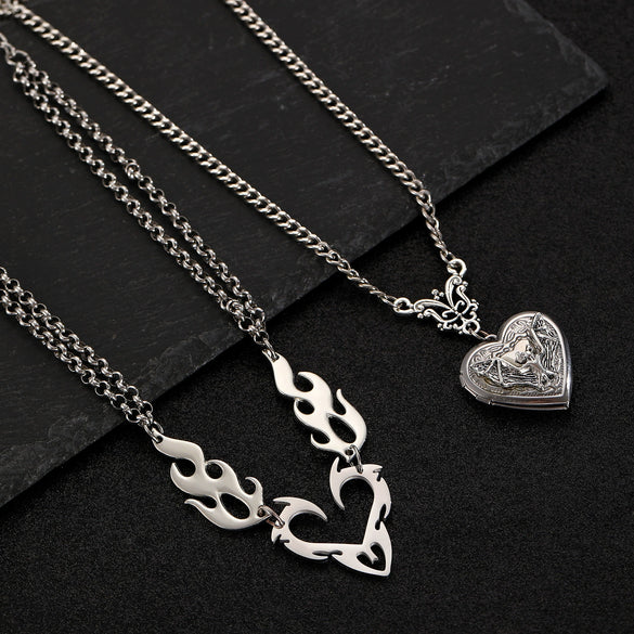 Mini Heart Shape Copper Retro Jewelry Necklace With Electroplating