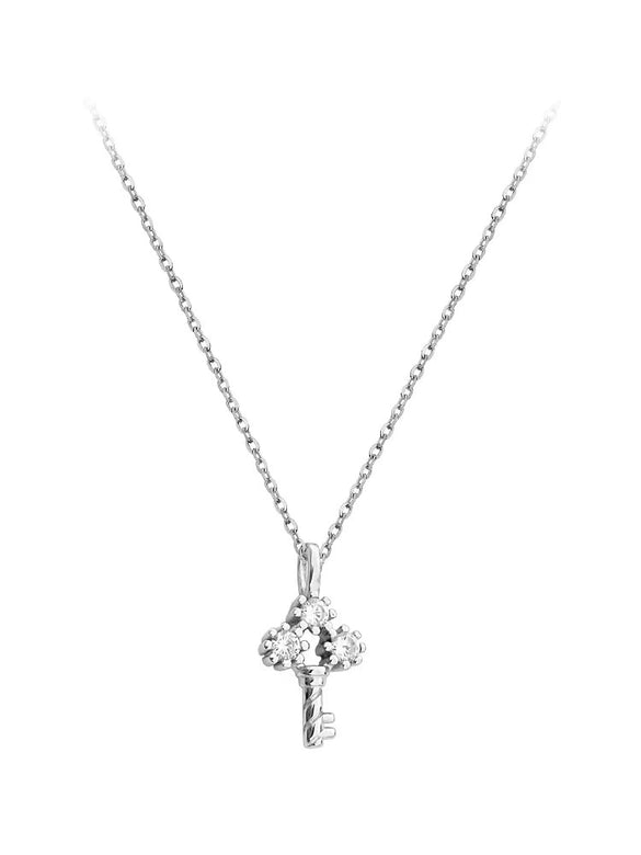 Mini Key Pendant Necklace 925 Sterling Silver Ochain For Women Electroplated 14K Gold With Diamond Design