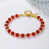 Mini Red Black Crystal Beaded Bracelet Handmade Geometric Glass Stainless Steel Bracelet For Women