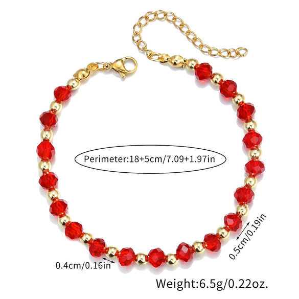 Mini Red Black Crystal Beaded Bracelet Handmade Geometric Glass Stainless Steel Bracelet For Women