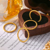 Minimalism Fashion Ring 316L Stainless Steel Goldplated Geometric Round Bead Stitching Design