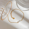 Minimalism Geometric Titanium Steel And 18K Freshwater Pearl Women's Anklet