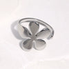 Minimalist Adjustable Stainless Steel Open Ring For Women With Flower Shape Sweet Style And 18K Gold Electroplated Finish