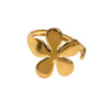 Minimalist Adjustable Stainless Steel Open Ring For Women With Flower Shape Sweet Style And 18K Gold Electroplated Finish