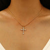 Minimalist Alloy Cross Pendant Necklace Set With Electroplating Water Wave Chain For Women