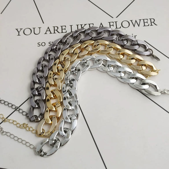 Minimalist Alloy Geometric Thick Chain Bracelet For Women Electroplated Fashion Jewelry Wholesale