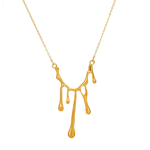 Minimalist Alloy Liquid Lava Pendant Necklace Irregular Collarbone Chain Electroplated Simple Fashion Jewelry For Women