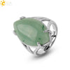 Minimalist Alloy Open Ring With Rhombus Horse Eye Natural Stone Inlay Fashion Adjustable Ring For Women