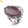 Minimalist Alloy Open Ring With Rhombus Horse Eye Natural Stone Inlay Fashion Adjustable Ring For Women