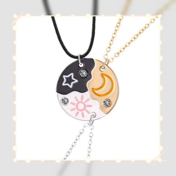 Minimalist Alloy Patchwork Necklace With Sun Moon Cloud And Star Geometric Pendant Electroplated Regular Chain For Best Friends