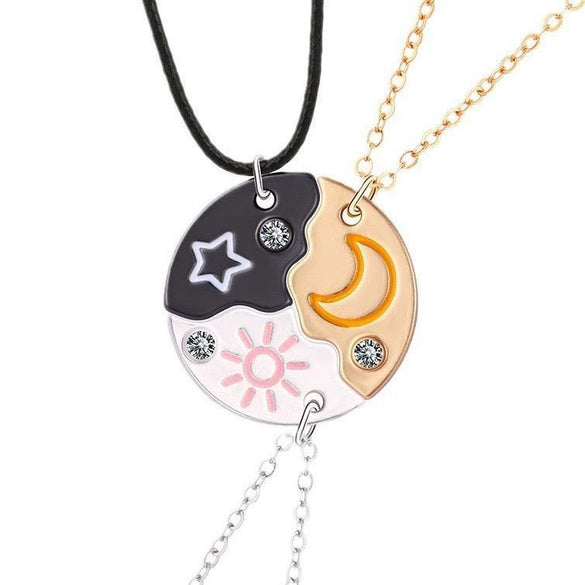 Minimalist Alloy Patchwork Necklace With Sun Moon Cloud And Star Geometric Pendant Electroplated Regular Chain For Best Friends