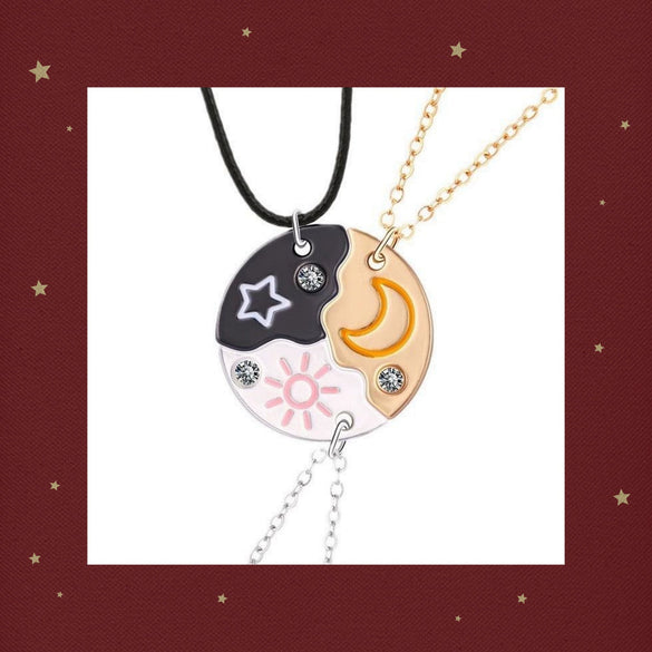 Minimalist Alloy Patchwork Necklace With Sun Moon Cloud And Star Geometric Pendant Electroplated Regular Chain For Best Friends