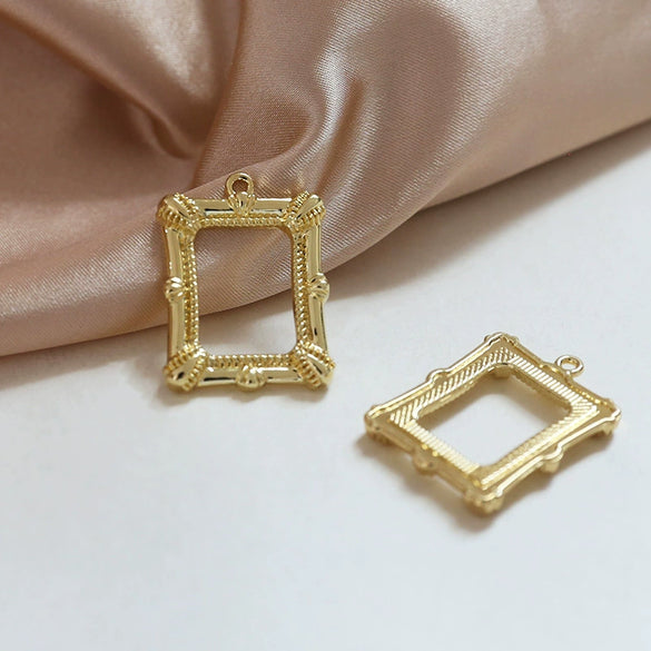 Minimalist Alloy Silver Plated Gold Plated Geometric Rose Photo Frame Jewelry Earrings Necklace Accessories Handmade Electroplated