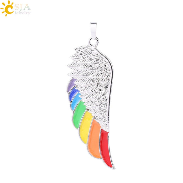 Minimalist Aluminum Alloy Wings Pendant Necklace With Natural Stone Stainless Steel Copper Fittings Electroplated For Men And Women