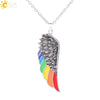 Minimalist Aluminum Alloy Wings Pendant Necklace With Natural Stone Stainless Steel Copper Fittings Electroplated For Men And Women
