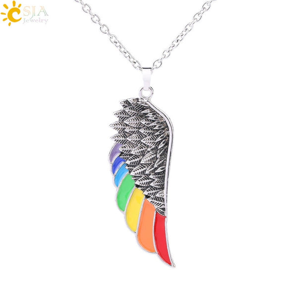 Minimalist Aluminum Alloy Wings Pendant Necklace With Natural Stone Stainless Steel Copper Fittings Electroplated For Men And Women