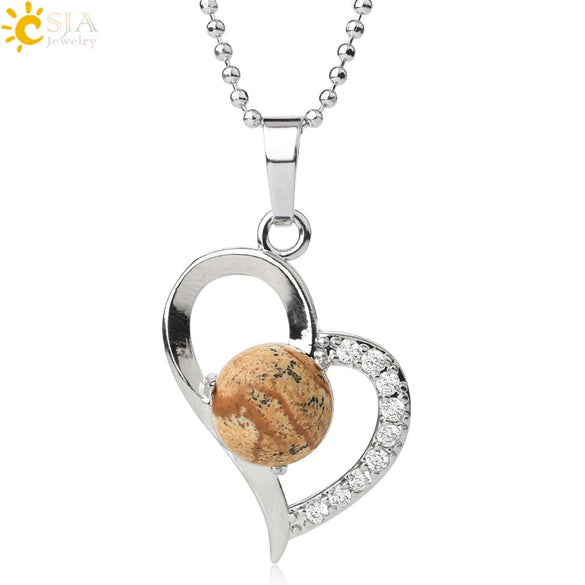 Minimalist Amethyst Crystal Heart Pendant Necklace With Silver Plated Alloy Ball Chain Rhinestone Accent For Couples