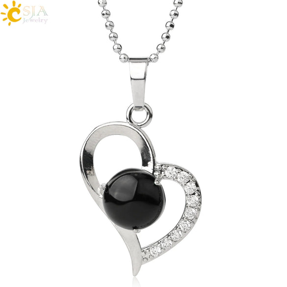 Minimalist Amethyst Crystal Heart Pendant Necklace With Silver Plated Alloy Ball Chain Rhinestone Accent For Couples