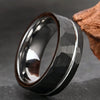 Minimalist Black And Gold Tungsten Steel Ring With Flat Hammered Geometric Finish Unisex Electroplated Jewelry