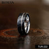 Minimalist Black And Gold Tungsten Steel Ring With Flat Hammered Geometric Finish Unisex Electroplated Jewelry