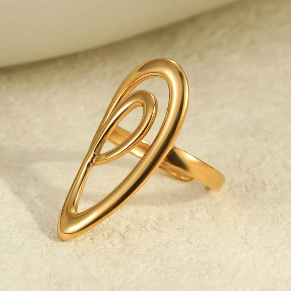 Minimalist Cold Style Stainless Steel Geometric Ring With Electroplating For Women