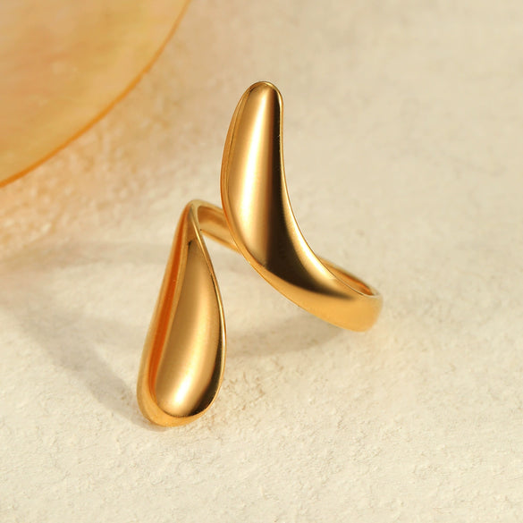 Minimalist Cold Style Stainless Steel Geometric Ring With Electroplating For Women