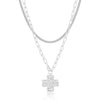 Minimalist Copper Cross Pendant Necklace With Paperclip Chain Geometric Electroplated Layered Necklace For Women