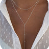Minimalist Copper Lariat Y Shaped Necklace With Zircon Pendant Electroplated Fashion Chain For Women