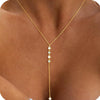 Minimalist Copper Lariat Y Shaped Necklace With Zircon Pendant Electroplated Fashion Chain For Women
