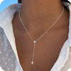 Minimalist Copper Lariat Y Shaped Necklace With Zircon Pendant Electroplated Fashion Chain For Women