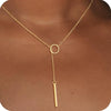 Minimalist Copper Lariat Y Shaped Necklace With Zircon Pendant Electroplated Fashion Chain For Women
