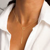 Minimalist Copper Lariat Y Shaped Necklace With Zircon Pendant Electroplated Fashion Chain For Women