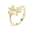 Minimalist Copper Open Ring Set With Leaf Arrow And Wave Geometric U Shaped Design Electroplated Jewelry For Women