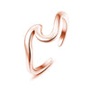 Minimalist Copper Open Ring Set With Leaf Arrow And Wave Geometric U Shaped Design Electroplated Jewelry For Women
