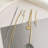 Minimalist Copper Plated Real Gold Handmade Earrings With Hanging Tassel Double Ring Inlaid Zircon Jewelry Accessories