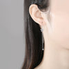 Minimalist Copper Star Line Earrings With Zircon Accents Elegant Long Ear Jewelry For Women