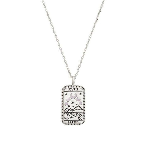Minimalist Copper Tarot Necklace With Geometric Cartoon Character Square Pendant Fashion Jewelry