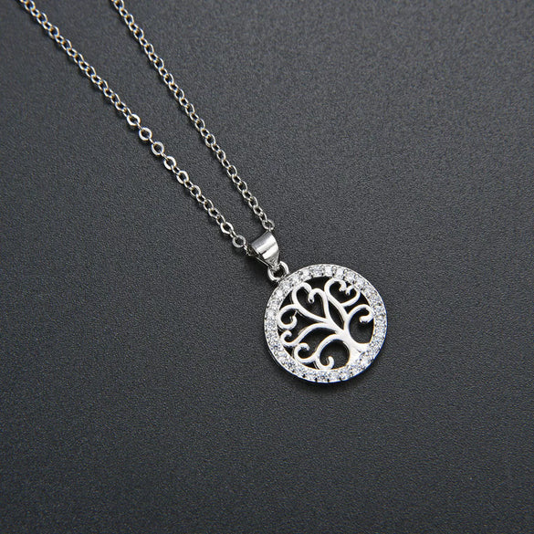 Minimalist Copper Tree Of Life Pendant Necklace With Hollow Design And Electroplated Finish Cross Chain Jewelry