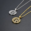 Minimalist Copper Tree Of Life Pendant Necklace With Hollow Design And Electroplated Finish Cross Chain Jewelry